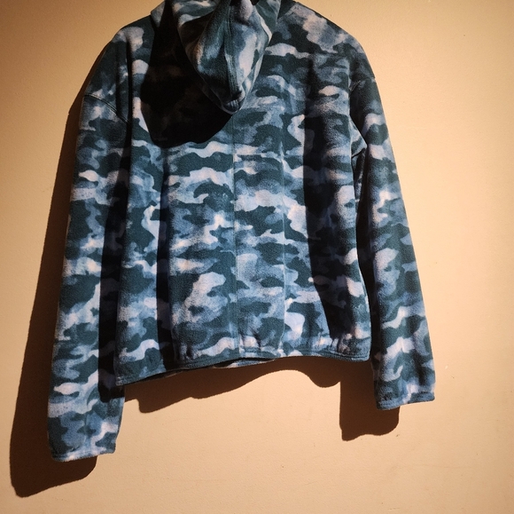 TEK GEAR Fleece Hoodie Youth XL (18-20) Blue Camouflage Pullover - Picture 3 of 5